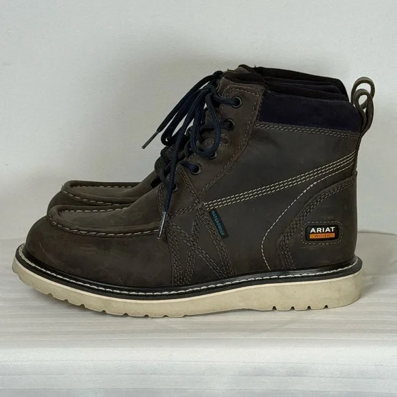 Ariat Rebar Wedge Moc Toe Waterproof Leather Work Boots Women’s Size 8B - Picture 2 of 12